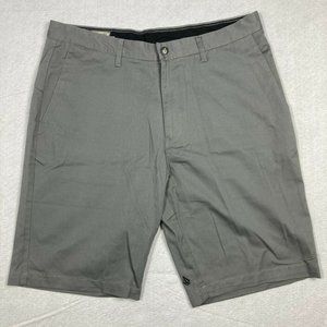 Volcom Mens Gray Regular Fit Flat Front Slash Pockets Chino Shorts Size 36